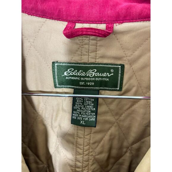 Eddie Bauer Vintage Jacket sz XL Quilted Magenta corduroy chore coat barn coat - Picture 2 of 4
